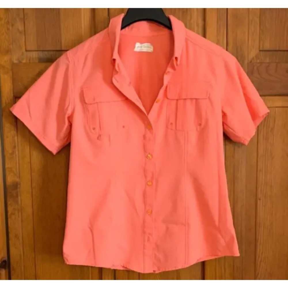 Women's Gander Mountain Guide Series Orange Short Sleeve Button Shirt Tag Size M